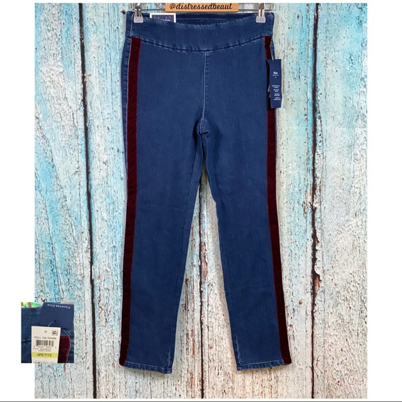 CHARTER CLUB NWT Velvet Trim PullOn Jeans - Picture 2 of 15
